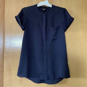 Vera Wang Navy Blue Buttoned Blouse